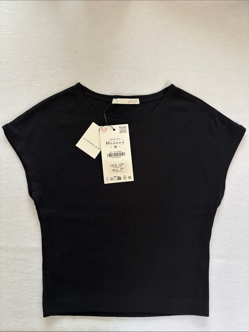 ZARA Black Women's Short Sleeve Knit Top M